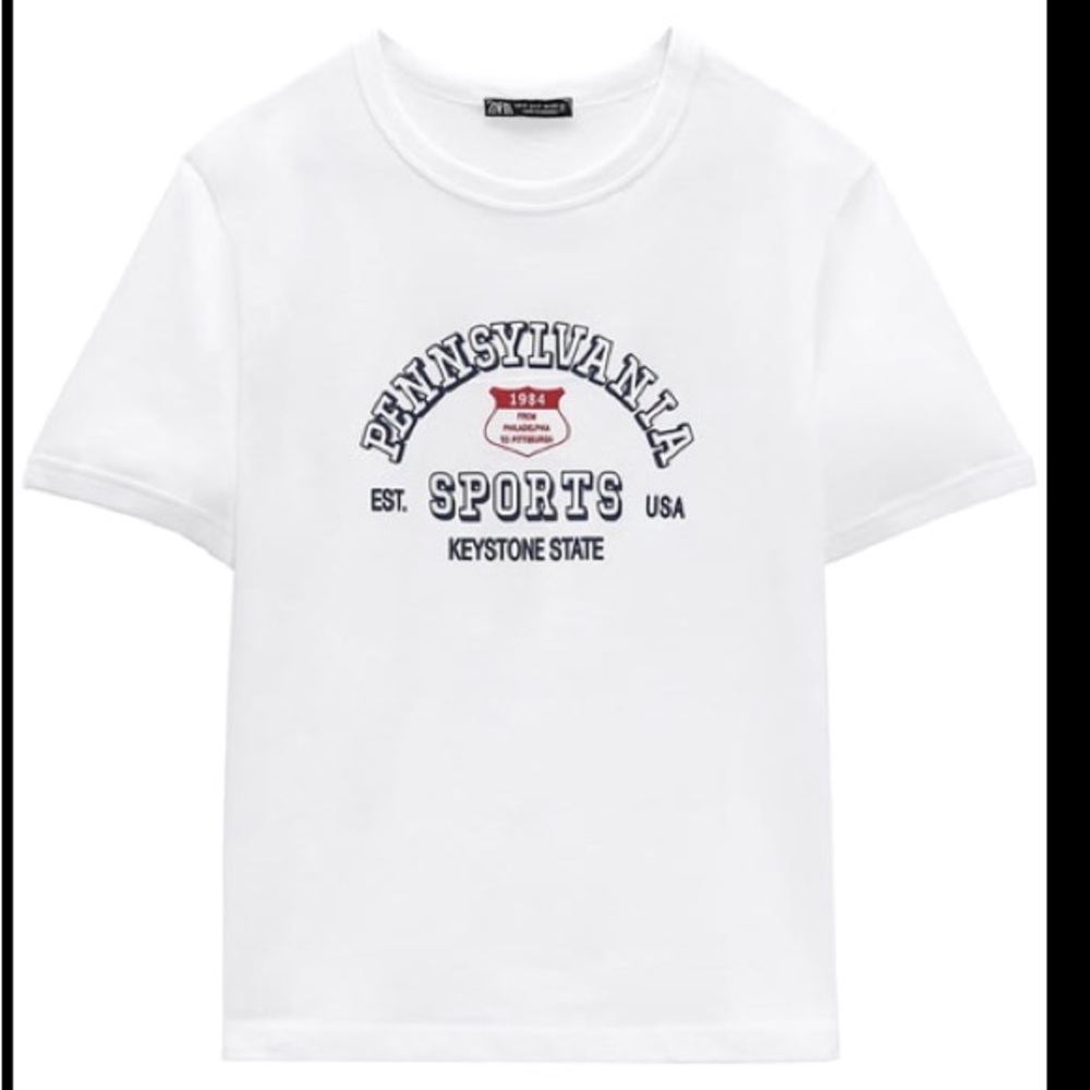 Zara , graphic white t-shirt , Large